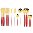 Axyaa 24Pcs Green Gold Stainless Steel Dinnerware Set Cutlery Tableware Silverware