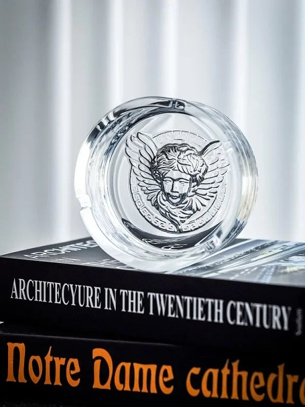 Axya Crystal Glass Ashtray for Home Office Decor and Men's Fashion
