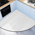 Axyaa Wood Grain Kitchen Carpet Fan-shaped Non-slip Rug Brown PVC Floor Mat