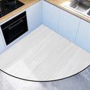 Axyaa Wood Grain Kitchen Carpet Fan-shaped Non-slip Rug Brown PVC Floor Mat
