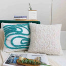 Axyaa Blue Jacquard Throw Pillowcase: 45x45 Cotton Sofa Cushion Cover