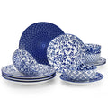 Axyaa Blue and White Porcelain Plate Set - 12/24/36 Piece Tableware Collection