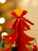 Handmade Wooden Christmas Tree Ornament in Red for Festive Holiday Decor by Axyaa