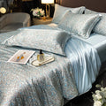 Axyaa Floral Silk Bedding Set Duvet Cover Sheet Pillowcase Luxury Soft Bedsheet