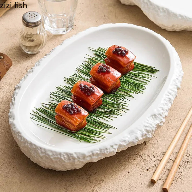 Axya Rock Texture Ceramic Dinner Plate Set