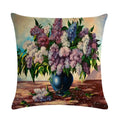 Axyaa Floral Pattern Linen Cushion Cover for Home Sofa, 45x45cm Square Pillowcase