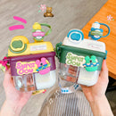 Axyaa Cute Cartoon Double Water Bottles with Straw for Children, BPA-Free