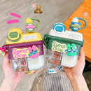 Axyaa Cartoon Double Water Bottles with Straw for Girls