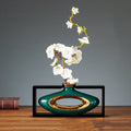 Axyaa Chinese Style Ceramic Vase with Wooden Frame for Modern Home Decoration