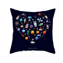 Axyaa Space Cat Moon Cushion Cover Universe Sun Planet Rocket Pillowcase