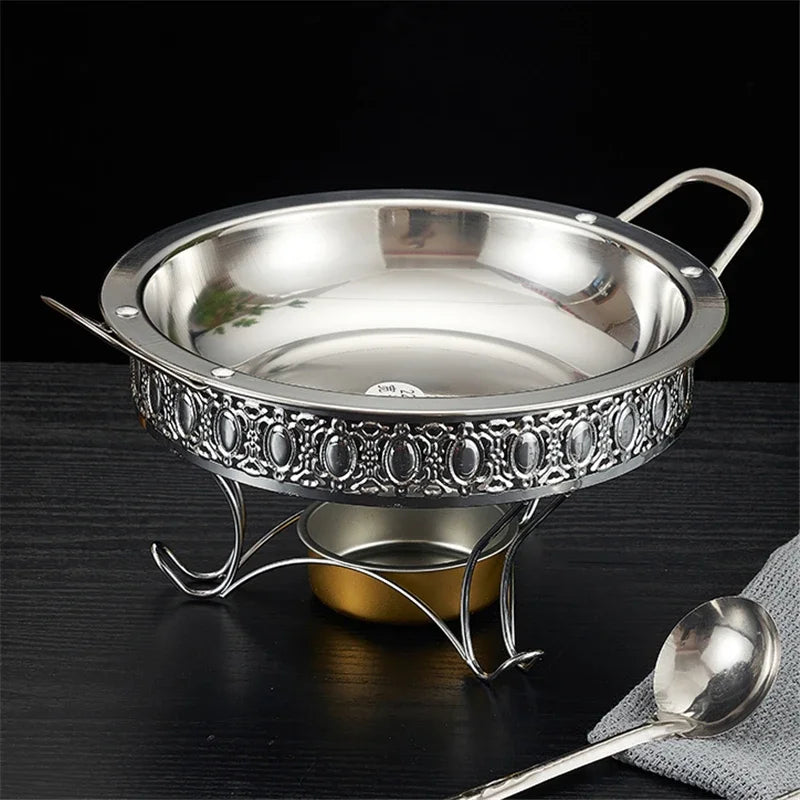 Axya Solid Alcohol Stove Small Hot Pot Commercial Dry Pot Wide Pan Extra Thick Stainless Steel