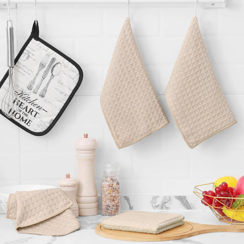 Axyaa Microfiber Waffle Kitchen Towels - Ultra Absorbent Cleaning Rags