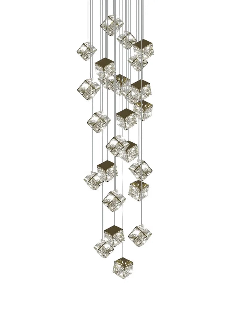 Axyaa Crystal Chandelier: Modern Luxury Ceiling Light for Living Room, Lobby, or Staircase