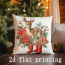 Axyaa Checkered Deer Pillow Cover Set for Home Decor and Seasonal Accents