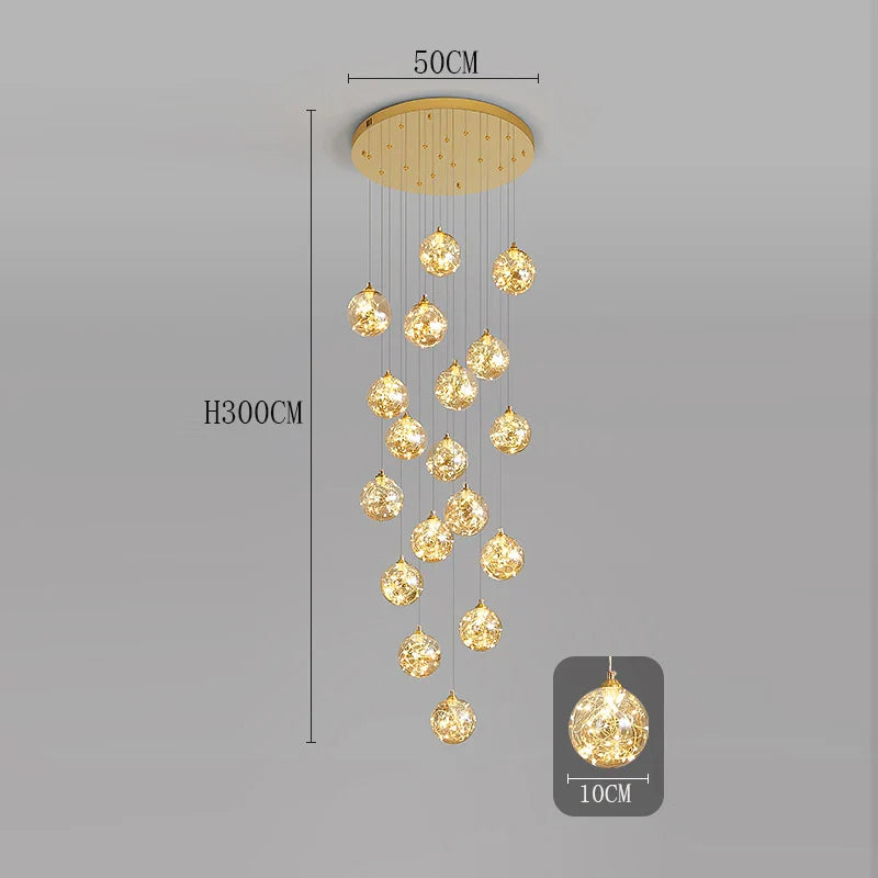 Axyaa Staircase Chandeliers for Living Room LED Pendant Light Lamps