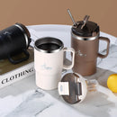 Axyaa Stainless Steel Insulated Coffee Mug with Lid, Spoon - Ideal for Office, Students, Outdoor Activities