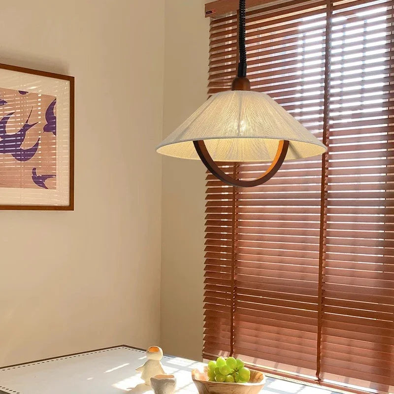 Wood Pendant Chandelier by Axyaa: Retro Japan Style Hanging Lamp for Rustic Room Decor