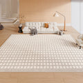 Axyaa Luxury Cream Checkerboard Carpet for Large Living Room Area