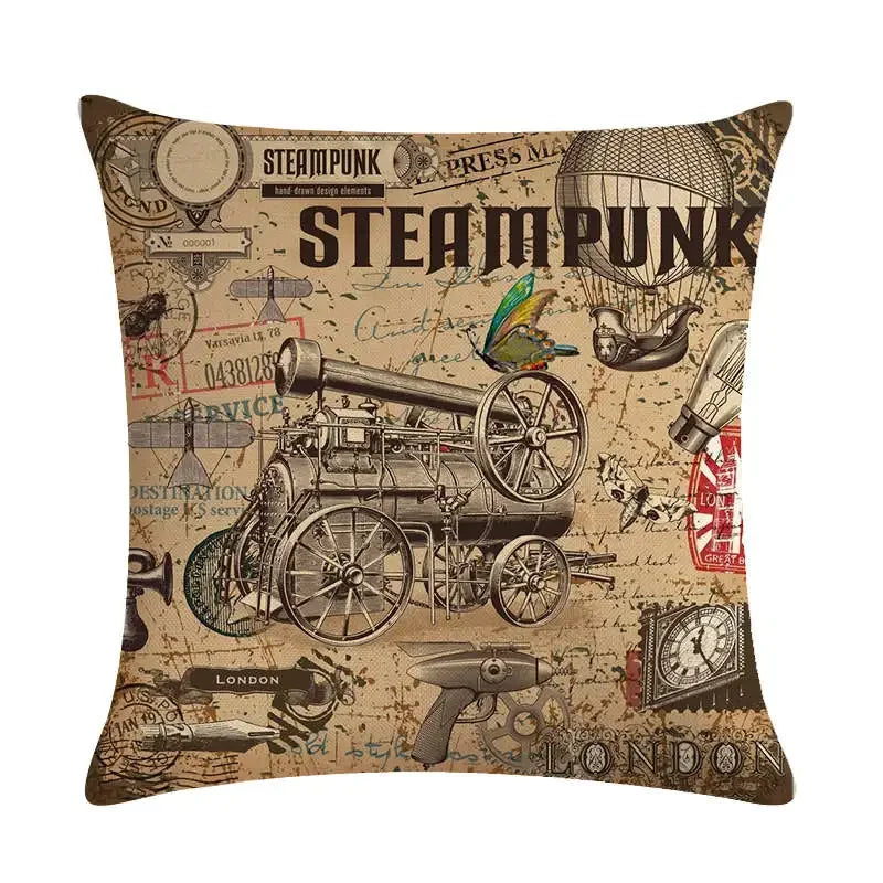 Axyaa Retro Typewriter Camera Linen Pillow Cover 45x45cm