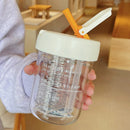 Axyaa Glass Water Bottle with Tea Infuser Filter Straw, Kawaii Design, 750ml