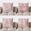 Axyaa Snowman Deer Gifts Pink Christmas Pillow Cover for Sofa Bedroom Car