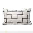 Axyaa White Woven PU Leather Waist Pillow for Modern Luxury Living Room Sofa