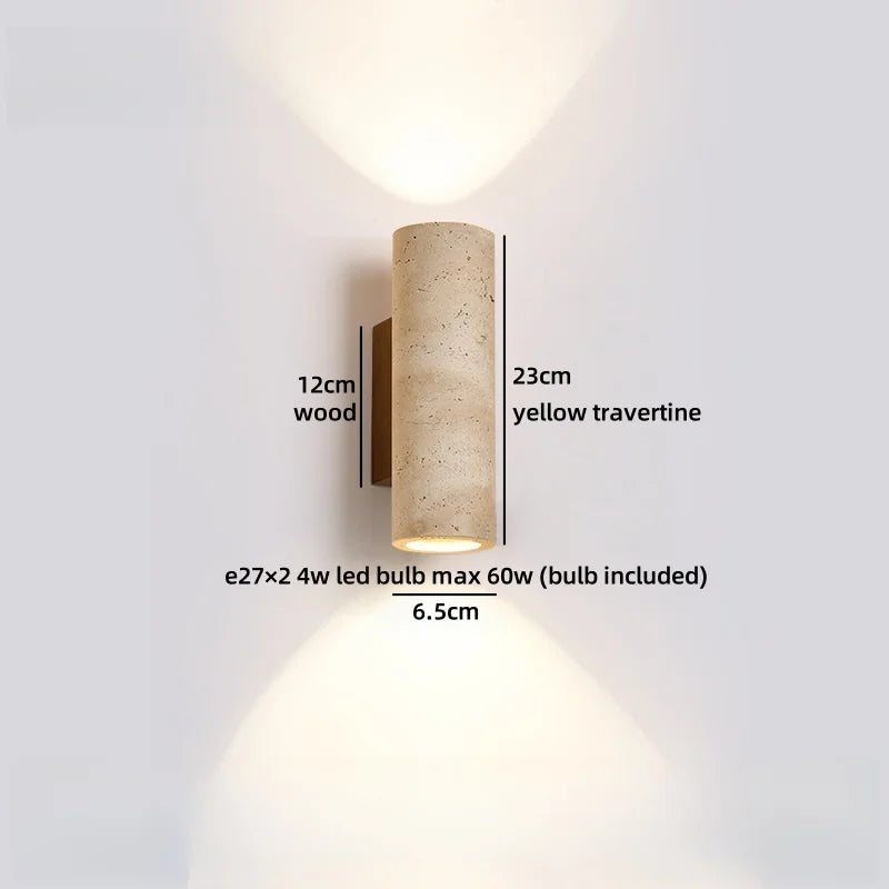 Axyaa Wabi Sabi LED Wall Lamp Yellow Travertine Stone Kitchen Bathroom Stair Light