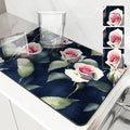 Axyaa Rose Flower Absorbent Kitchen Mat - Antiskid Draining Coffee Drying Pad