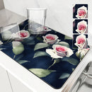 Axyaa Rose Flower Absorbent Kitchen Mat - Antiskid Draining Coffee Drying Pad