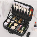 Axyaa Diamond Check Makeup Case: Large Waterproof Cosmetic Box for Travel.
