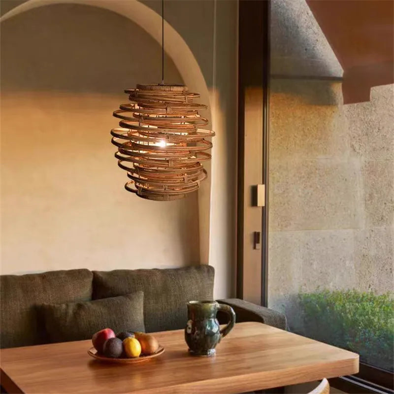 Axyaa Bamboo Birdnest Pendant Light for Dining, Living Room, Kitchen, and Bar