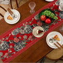 Axyaa Blue & White Porcelain Jacquard Table Runner with Tassel for Living Room Decor