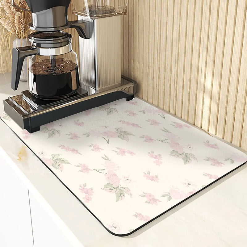 Axyaa Flowers Silicone Drying Mat: Non-Slip Kitchen Table Decor & Protection