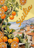 Axyaa Lemon Santorini Travel Canvas Print Fruit Wall Art for Modern Home Decor