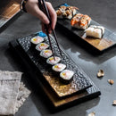 Axyaa Ceramic Sushi Plate Set for Commercial Restaurants - Long Rectangular Design