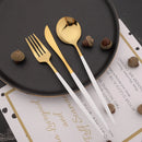 Axyaa 30-Piece White Gold Stainless Steel Cutlery Set