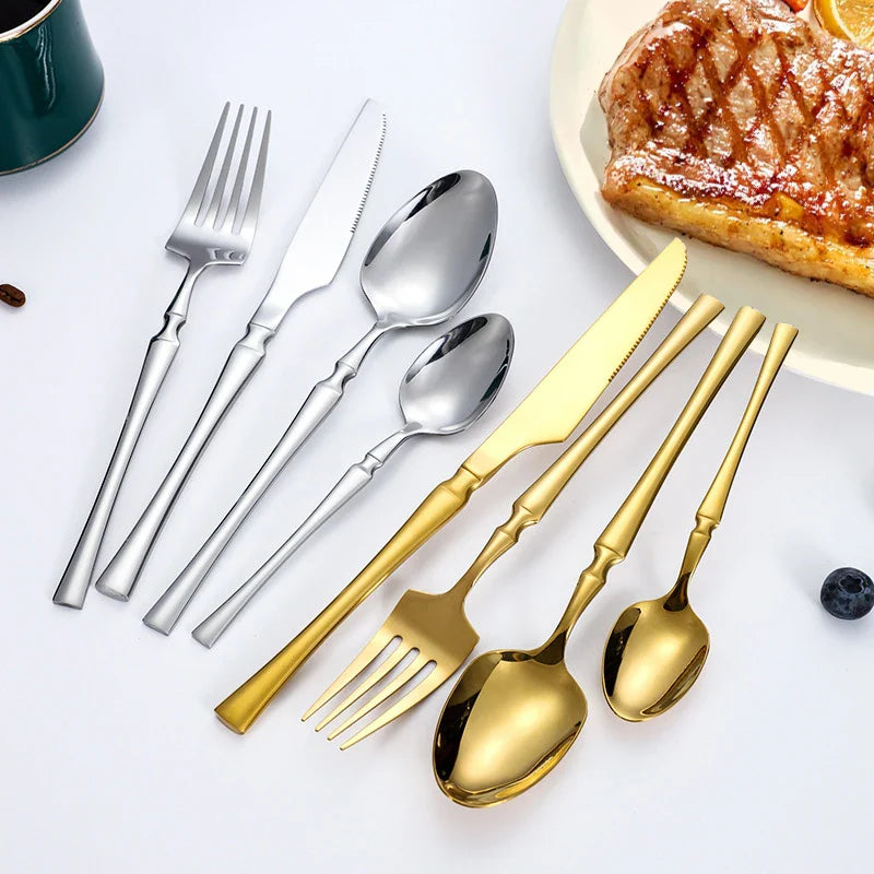 Axyaa Stainless Steel Tableware Set Knife Spork Kitchen Restaurant 20/30pcs Silver