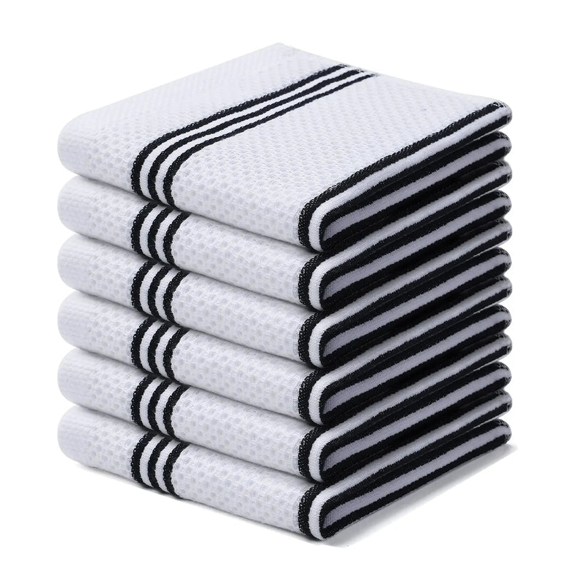 Axyaa Striped Cotton Waffle Kitchen Towels Set