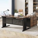 Axyaa Executive L-Shaped Desk with File Cabinet, Storage Shelves & Drawers