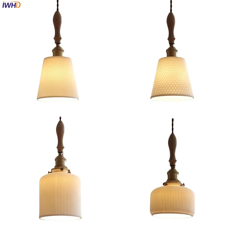 Axyaa White Ceramic LED Pendant Light Fixture for Kitchen Dining Living Room
