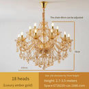 Axyaa Luxury Crystal Chandelier for Living & Dining Room - Elegant Golden Villa Candles Hanging Light
