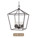 Axyaa Rectangular Black Candle Chandelier in Nordic Industrial Style