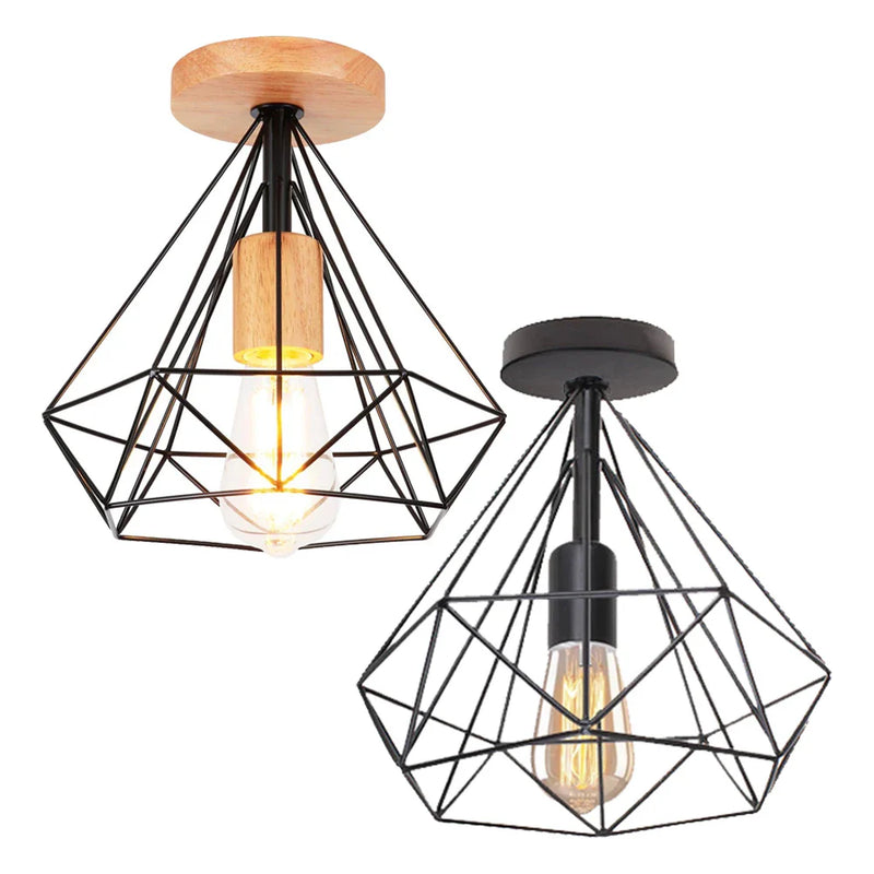 Axya Industrial Retro LED Ceiling Lamp, Vintage Light Fixture Metal Cage for Bedroom