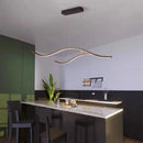 Axyaa Black/Gold Linear Pendant Light with Remote Dimming for Dining Room/Kitchen/Cafe