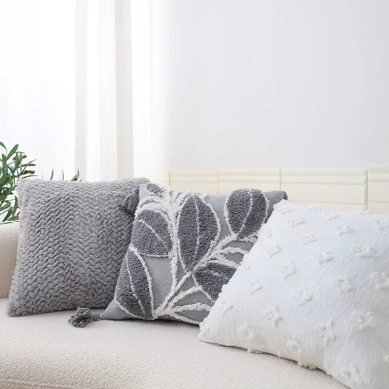 Axyaa Tufted Cushion Cover With Tassel - Mori Style Home Decor Pillowcase