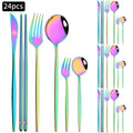 Axyaa 24pc Stainless Steel Cutlery Set - Knife Fork Spoon Teaspoon Mirror Flatware
