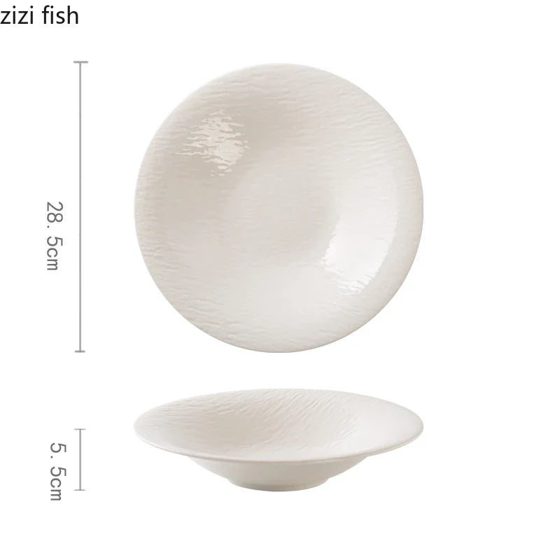 Axya Round Ceramic Plate Set for Pasta Steak Salad Soup Basins Restaurant Dinnerware