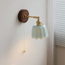 Axyaa Ceramic LED Wall Lights Wood Base Copper Rotate Bedside Lamp Sconce