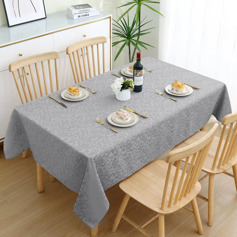 Axyaa Jacquard Dyeing Rectangle Tablecloth - Stain-Resistant Polyester for Home and Events