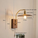 Axyaa Nordic Copper LED Wall Sconce with Adjustable Switch, Walnut Bedside Lamp